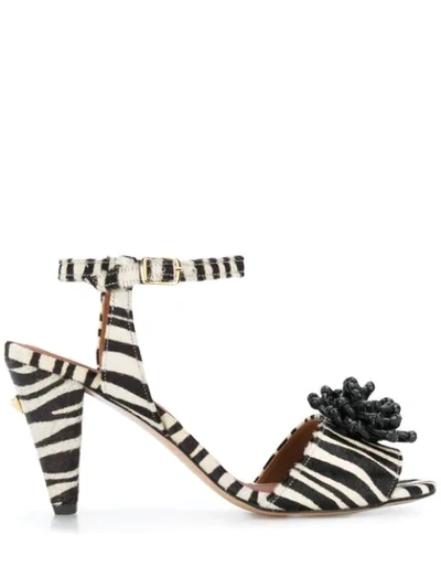 Osman Mae Zebra Calf-hair Sandals In Black