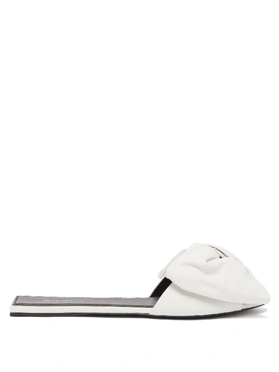 Balenciaga Bow-embellished Leather Slides In White