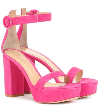 Gianvito Rossi Poppy 85 Suede Platform Sandals In Pink