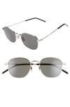 Saint Laurent Men's Round Metal Sunglasses In Silver