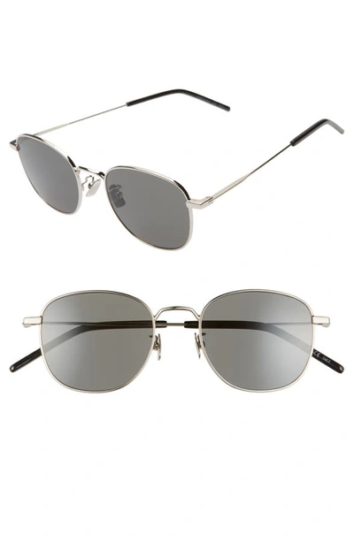 Saint Laurent Men's Round Metal Sunglasses In Silver