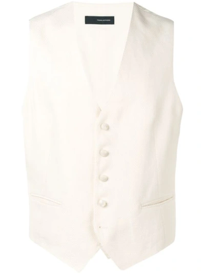 Tagliatore Textured Single-breasted Waistcoat In White