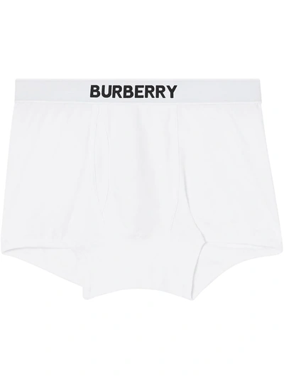 Burberry Logo Detail Stretch Cotton Boxer Shorts In White