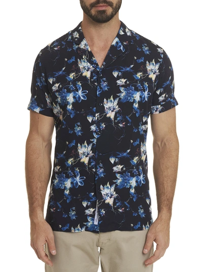 Robert Graham Gain Floral Print Short-sleeve Shirt Bloomingdale?s Slim Fit - 100% Exclusive In Blue