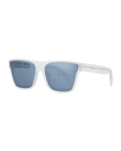 Kenzo Men's Transparent Square Sunglasses In Crystal/smoke