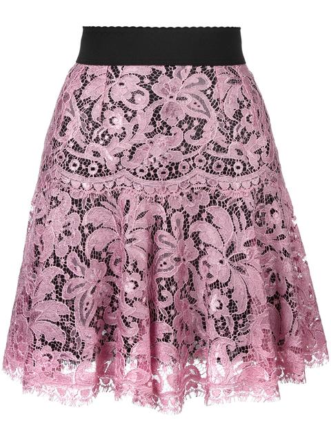 Dolce & Gabbana - Lace Pleated Skirt | ModeSens