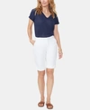 Nydj Tummy-control Cuffed Bermuda Shorts In Optic White