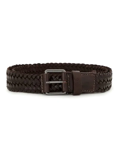 Egrey Woven Leather Belt In Brown