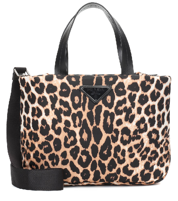 Prada Leopard Print Nylon Top Handle Bag In Multicoloured | ModeSens