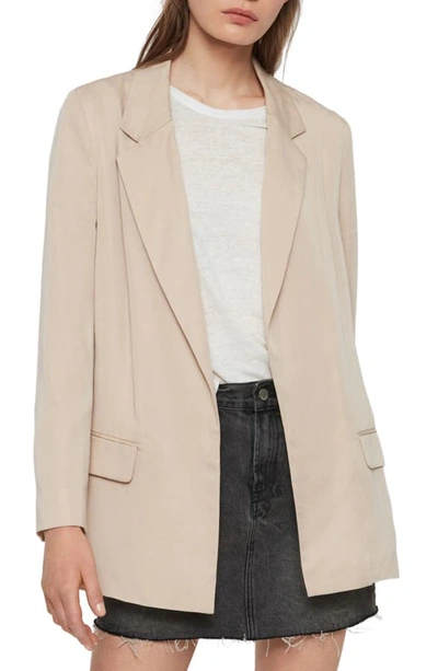 Allsaints Alva Open Front Blazer In Nude Pink