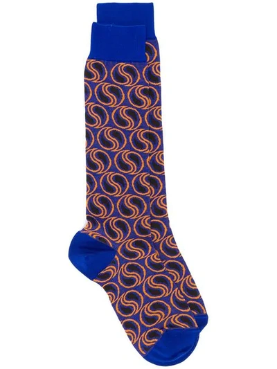 Marni Geometric Patterned Socks In Tub59 Bluette