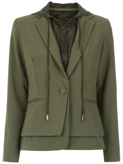 Mara Mac Hooded Layered Blazer In Green