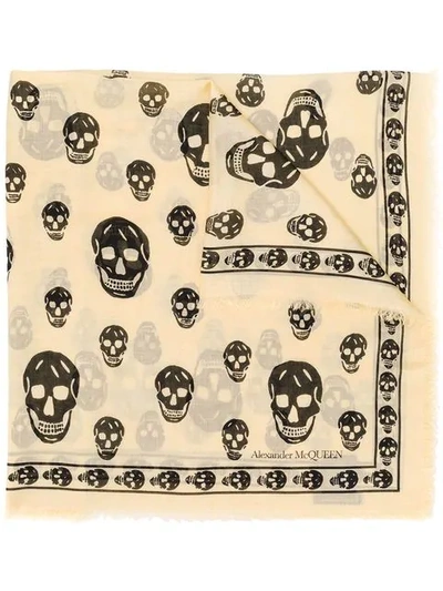 Alexander Mcqueen Classic Skull Scarf - Black In Black