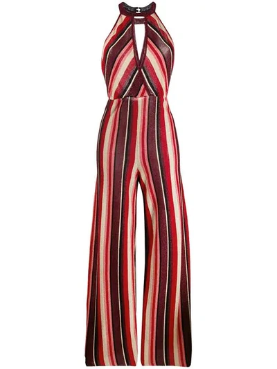 Aniye By Striped Halterneck Jumpsuit - Red