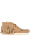 Visvim Fringed Moccasin Shoes In Sand