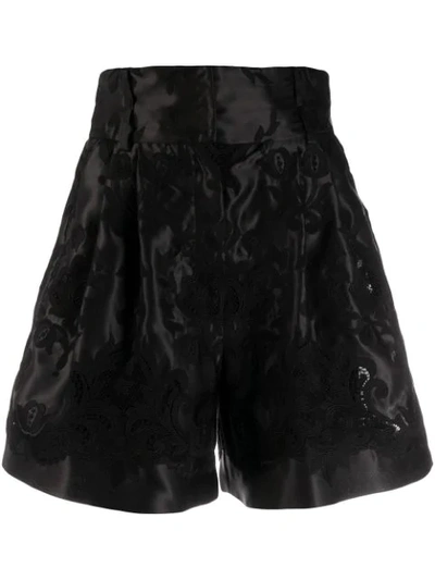 Dolce & Gabbana High Rise Jacquard Shorts In Black