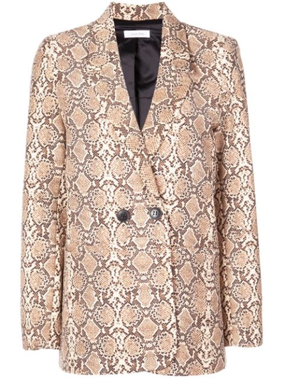 Anine Bing Madeleine Snakeskin-print Blazer In Brown