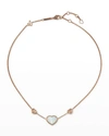 Chopard Rose Gold Happy Heart 3-motif Mother-of-pearl And Diamond Necklace In Gold Tone,mother Of Pearl,pink,rose Gold Tone