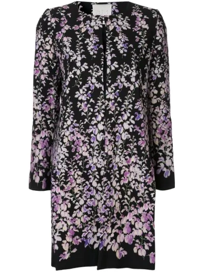 Ingie Paris Floral Print Coat In Black