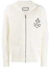 Gucci Anchor-patch Zipped Sweatshirt In 9133 White
