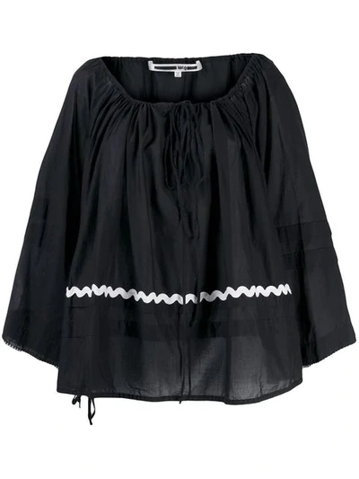 Mcq By Alexander Mcqueen Mcq Alexander Mcqueen Embroidered Wavy Stripe Blouse - Black In Black