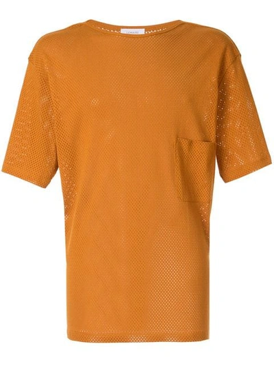 Lemaire Chest Pocket Perforated T-shirt In Orange