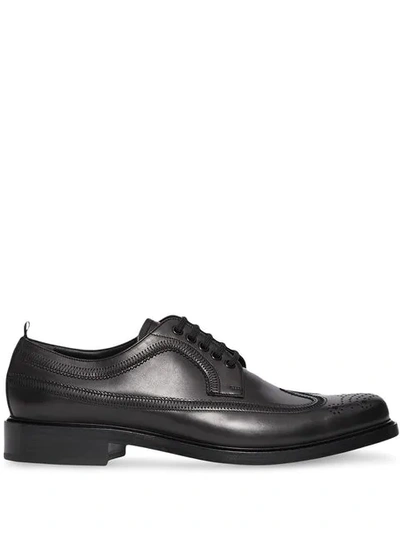 Burberry Brogue Detail Leather Derby Shoes In Black