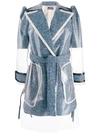 Elisabetta Franchi Clear Panel Coat In Blue