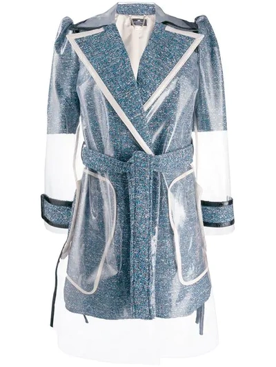 Elisabetta Franchi Clear Panel Coat In Blue