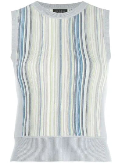 Rag & Bone Lisse Striped Crop Tank Top In Blue