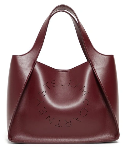 Stella Mccartney Stella Perforated Logo Faux-leather Tote Bag In Wine