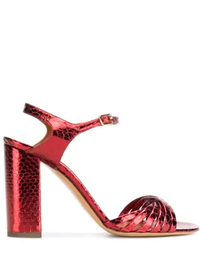 Michel Vivien Metallic Strappy Sandals In Red