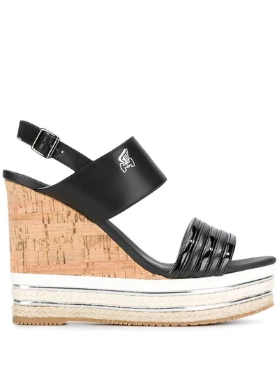 Hogan Wedge Heel Sandals In Black