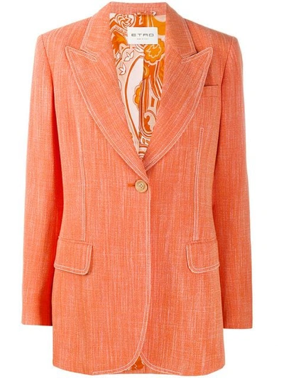 Etro Single-button Twill Blazer In Orange