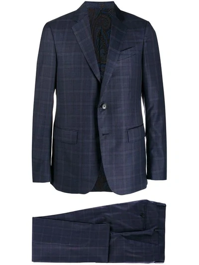 Etro Chequered Two-piece Suit - Blue