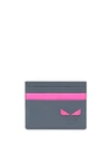 Fendi I See You Motif Cardholder Grey/pink In F17h4-tempesta+ Fluo Pink