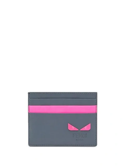Fendi I See You Motif Cardholder Grey/pink In F17h4-tempesta+ Fluo Pink