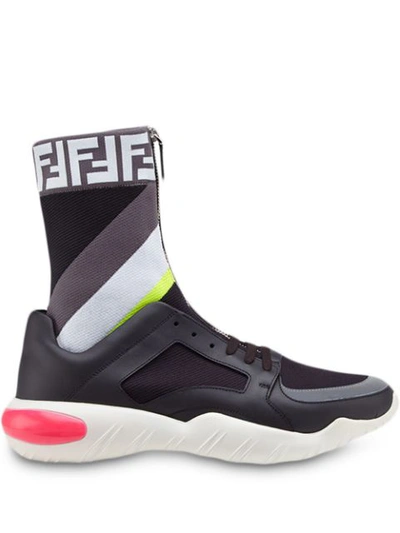 Fendi Mania Sock-insert Chunky Sneakers In Nero Multi