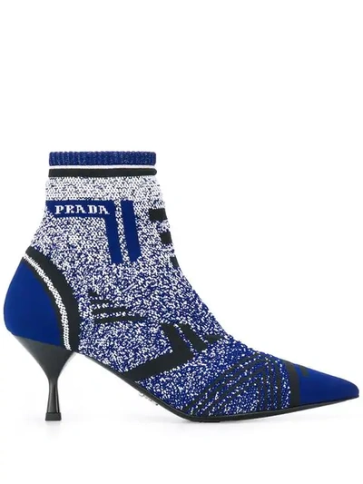 Prada Sock-style Ankle Boots - Blue