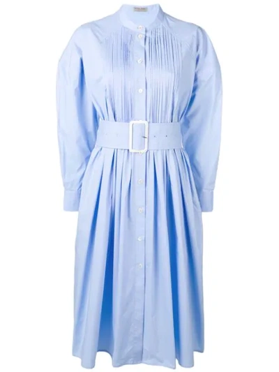 Bottega Veneta Belted Cotton-poplin Shirtdress In Light Blue