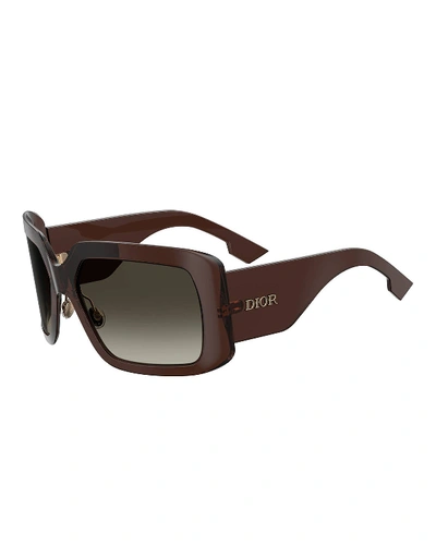 Dior Solight Chunky Rectangle Sunglasses In Brown