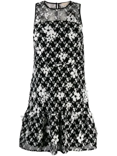Michael Michael Kors Floral Embroidered Mini Dress In Black