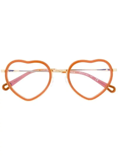 Chloé Heart Frame Glasses In Brown