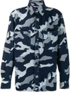 Valentino Camouflage Print Shirt Blue In Navy