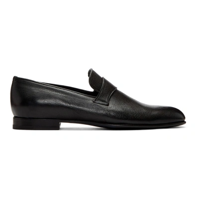 Brioni Black Penny Loafers In 1000 Black