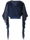 Cecilia Prado Elongated Sleeve Wave Blouse In Blue