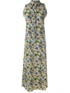 Amir Slama Sleeveless Floral Shirt Dress In Neutrals