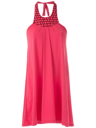 Amir Slama Halter Neck Panel Dress In Red