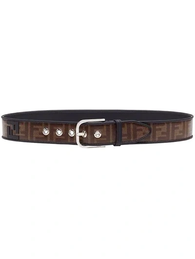 Fendi Ff Monogram Fabric Belt In Red