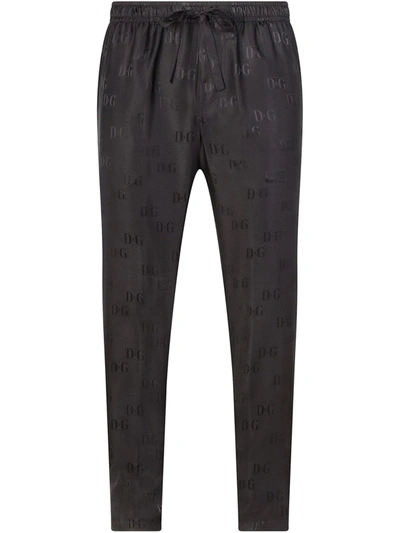 Dolce & Gabbana Logo-jacquard Drawstring Track Pants In Black
